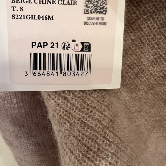 Sezane NWT X-Small Beige Cardigan Gilet Gaspard - Picture 5 of 9